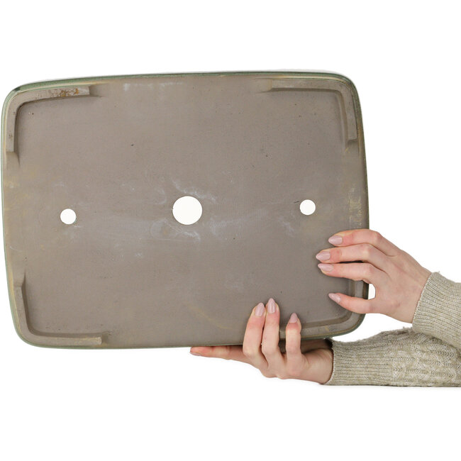 Rechthoekige groene bonsaipot van Houtoku - 412 x 303 x 97 mm