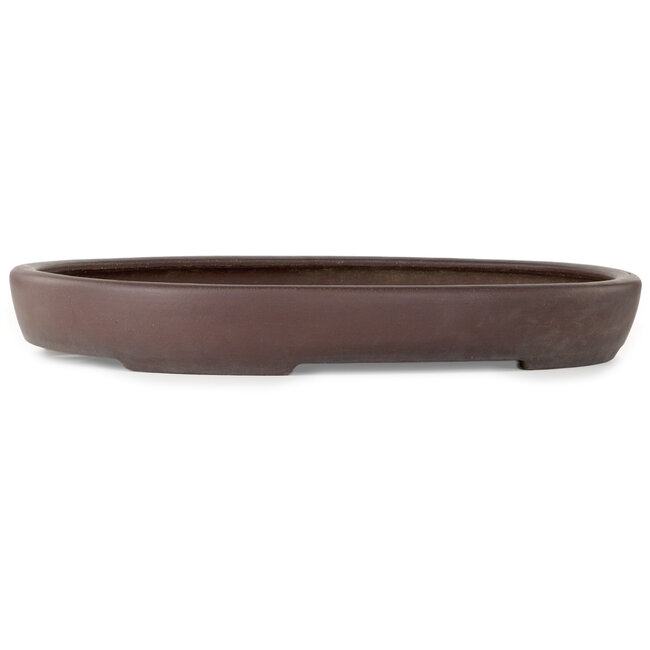 Oval unglazed bonsai pot by Yamaaki Toshio (third generation) - 607 x 455 x 75 mm