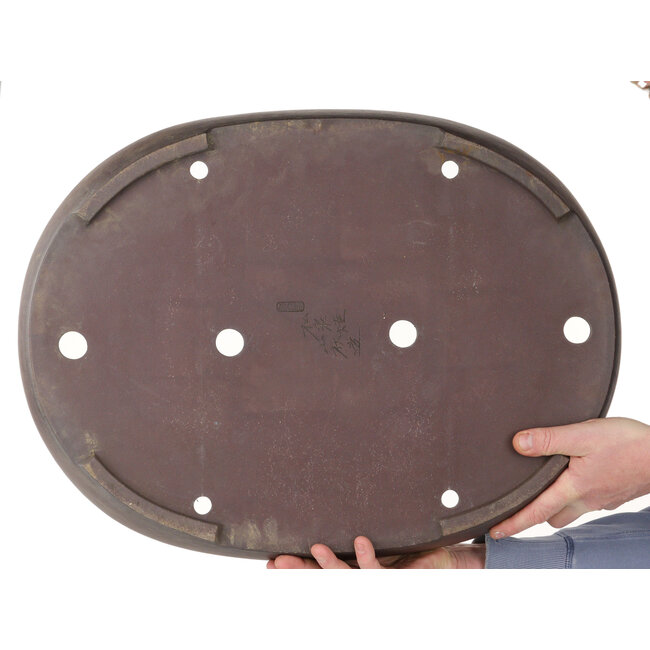Pot à bonsaï ovale non émaillé de Yamaaki Toshio (troisième génération) - 607 x 455 x 75 mm