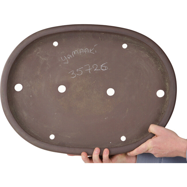 Maceta ovalada sin esmaltar para bonsái de Yamaaki Toshio (tercera generación) - 607 x 455 x 75 mm