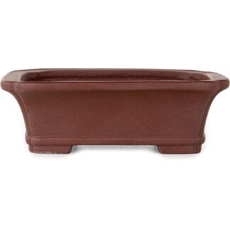  Yamaaki 112 mm rectangular unglazed bonsai pot by Yamaaki Toshio (third generation), Tokoname, Japan