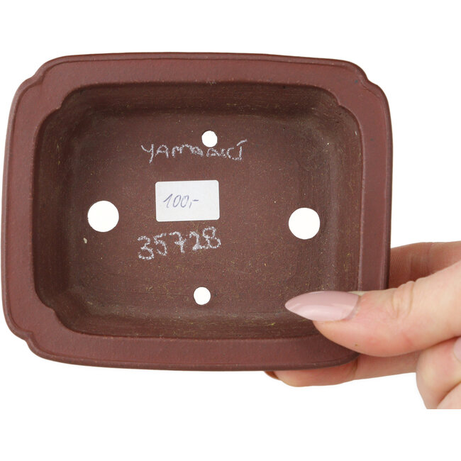 Maceta rectangular sin esmaltar para bonsái de Yamaaki Toshio (tercera generación) - 112 x 92 x 37 mm