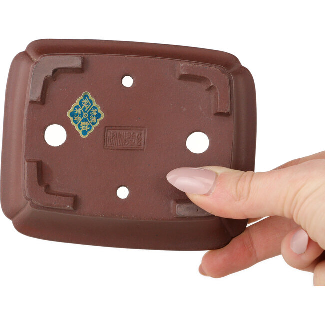 Pot à bonsaï rectangulaire non émaillé de Yamaaki Toshio (troisième génération) - 112 x 92 x 37 mm