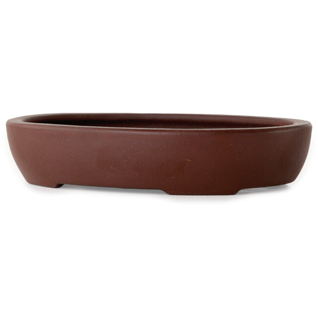Oval unglazed bonsai pot by Yamaaki Toshio (third generation) - 117 x 92 x 23 mm