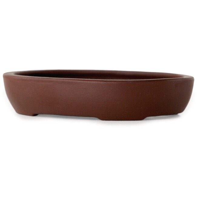 Ovaler, unglasierter Bonsai-Topf von Yamaaki Toshio (dritte Generation) – 117 x 92 x 23 mm
