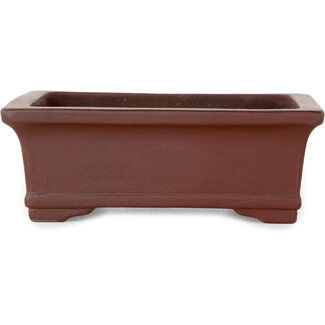  Yamaaki Vaso bonsai rettangolare non smaltato da 133 mm di Yamaaki Toshio (terza generazione), Tokoname, Giappone