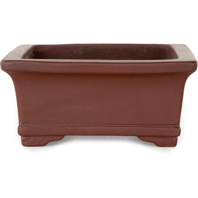 Vaso bonsai rettangolare non smaltato di Yamaaki Toshio (terza generazione) - 133 x 108 x 50 mm