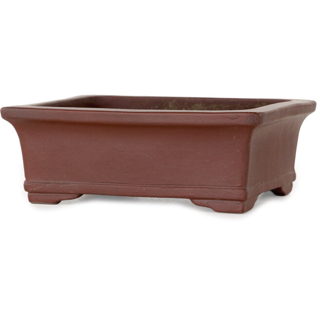 Maceta rectangular sin esmaltar para bonsái de Yamaaki Toshio (tercera generación) - 133 x 108 x 50 mm