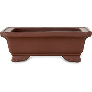  Yamaaki Pot à bonsaï rectangulaire non émaillé de 132 mm par Yamaaki Toshio (troisième génération), Tokoname, Japon