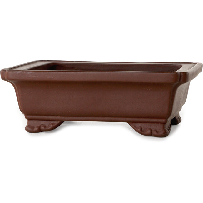 Vaso bonsai rettangolare non smaltato di Yamaaki Toshio (terza generazione) - 132 x 105 x 45 mm