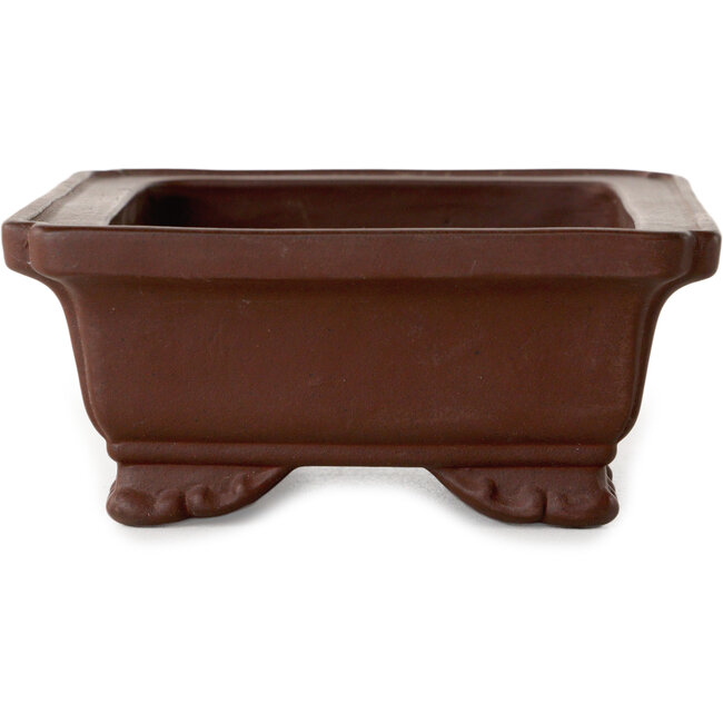 Rechteckiger, unglasierter Bonsai-Topf von Yamaaki Toshio (dritte Generation) – 132 x 105 x 45 mm