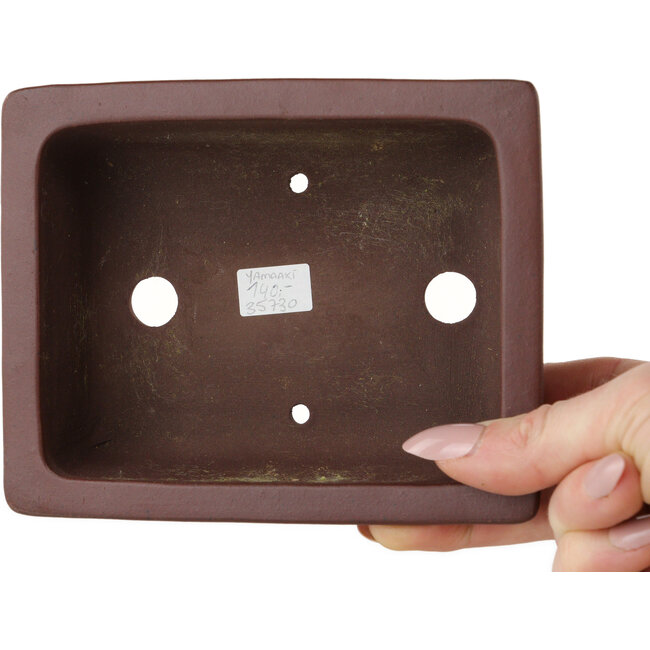 Maceta rectangular sin esmaltar para bonsái de Yamaaki Toshio (tercera generación) - 133 x 108 x 50 mm