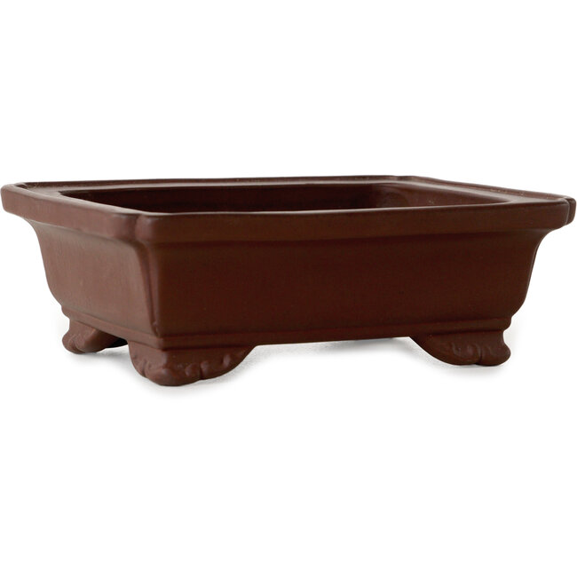 Rectangular unglazed bonsai pot by Yamaaki Toshio (third generation) - 132 x 105 x 45 mm