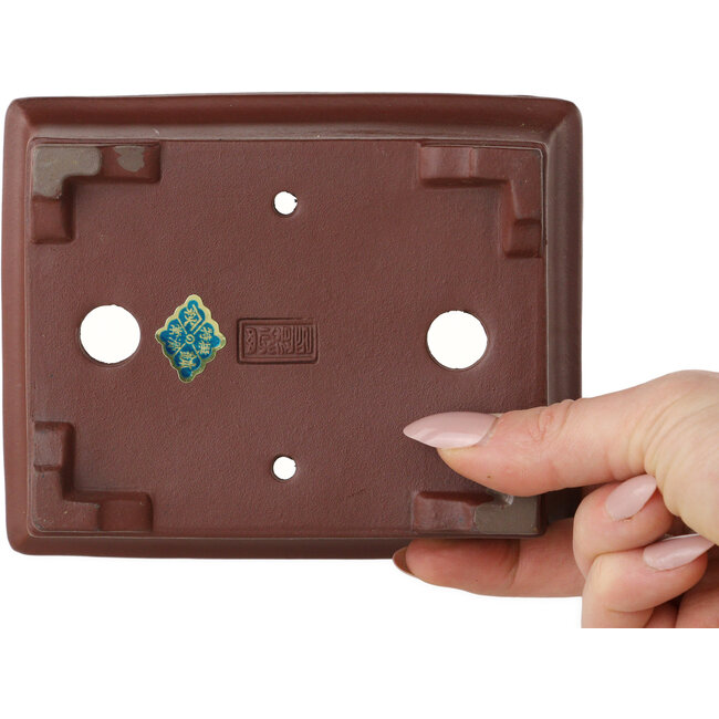 Maceta rectangular sin esmaltar para bonsái de Yamaaki Toshio (tercera generación) - 133 x 108 x 50 mm