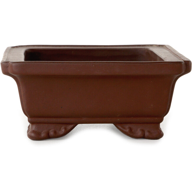 Rectangular unglazed bonsai pot by Yamaaki Toshio (third generation) - 132 x 105 x 45 mm