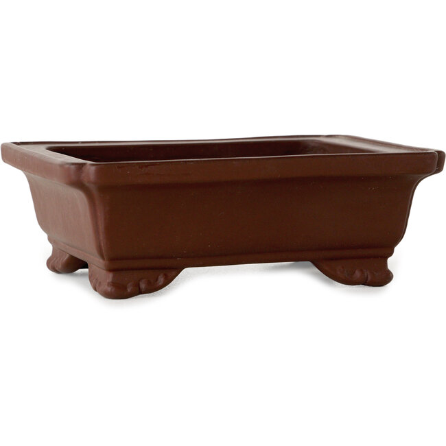 Rectangular unglazed bonsai pot by Yamaaki Toshio (third generation) - 132 x 105 x 45 mm