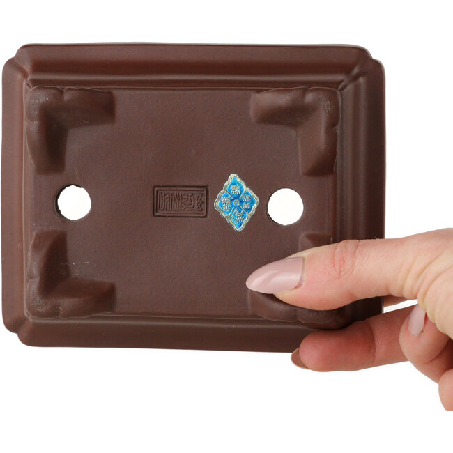 Maceta rectangular sin esmaltar para bonsái de Yamaaki Toshio (tercera generación) - 132 x 105 x 45 mm