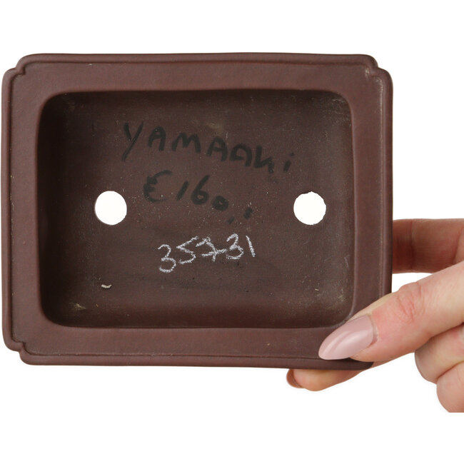 Rectangular unglazed bonsai pot by Yamaaki Toshio (third generation) - 132 x 105 x 45 mm