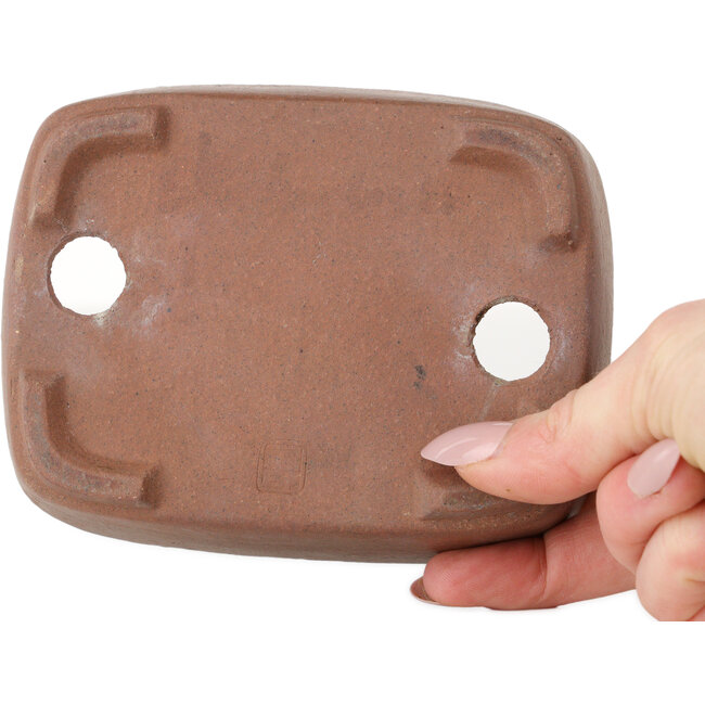 Rechteckiger, unglasierter Bonsai-Topf von Shibakatsu – 127 x 100 x 40 mm