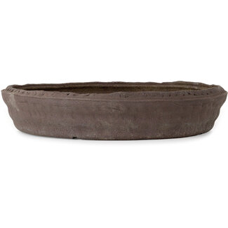 Ryugaku Marutsune (Mr. Matsumoto Takashi) Vaso bonsai rotondo non smaltato da 465 mm di Ryugaku Marutsune (Mr. Matsumoto Takashi), Tokoname, Giappone