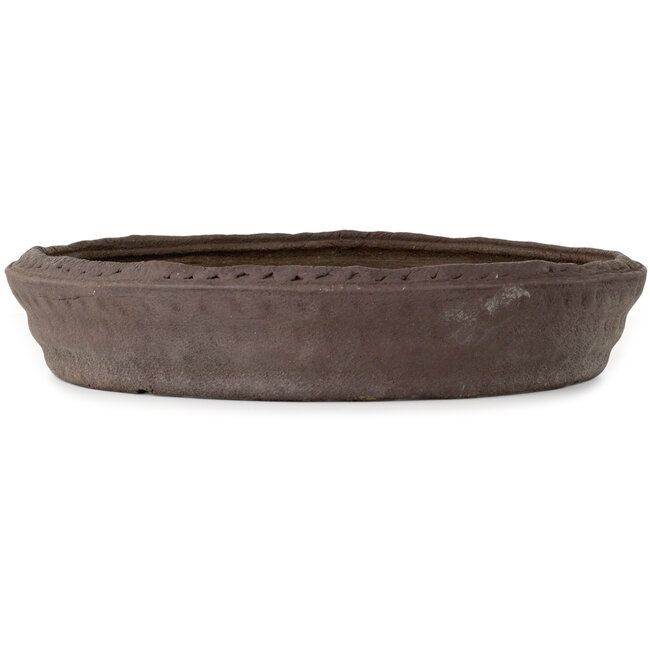 Round unglazed bonsai pot by Ryugaku Marutsune (Mr. Matsumoto Takashi) - 465 x 465 x 85 mm