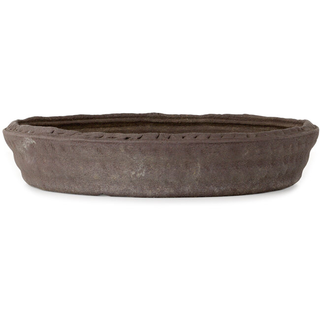 Round unglazed bonsai pot by Ryugaku Marutsune (Mr. Matsumoto Takashi) - 465 x 465 x 85 mm