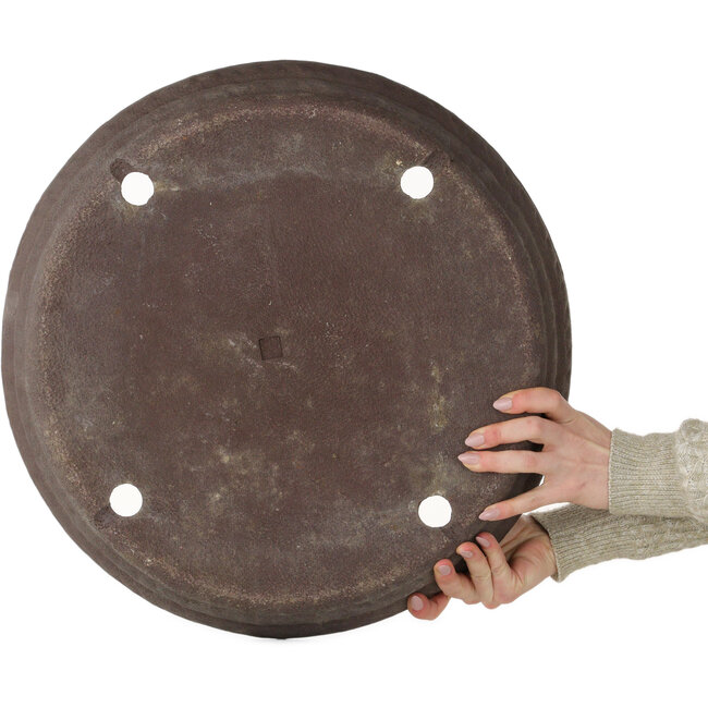 Runder, unglasierter Bonsaitopf von Ryugaku Marutsune (Mr. Matsumoto Takashi) – 465 x 465 x 85 mm