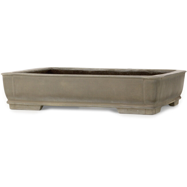 Rectangular unglazed bonsai pot by Suishoen Hekisui - 413 x 313 x 90 mm