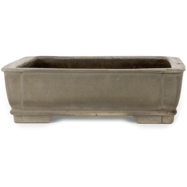 Rectangular unglazed bonsai pot by Suishoen Hekisui - 413 x 313 x 90 mm