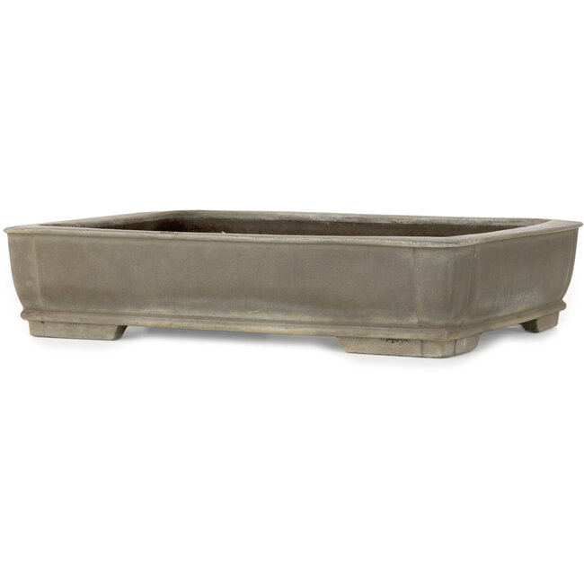 Pot à bonsaï rectangulaire non émaillé de Suishoen Hekisui - 413 x 313 x 90 mm