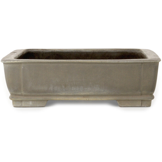 Pot à bonsaï rectangulaire non émaillé de Suishoen Hekisui - 413 x 313 x 90 mm