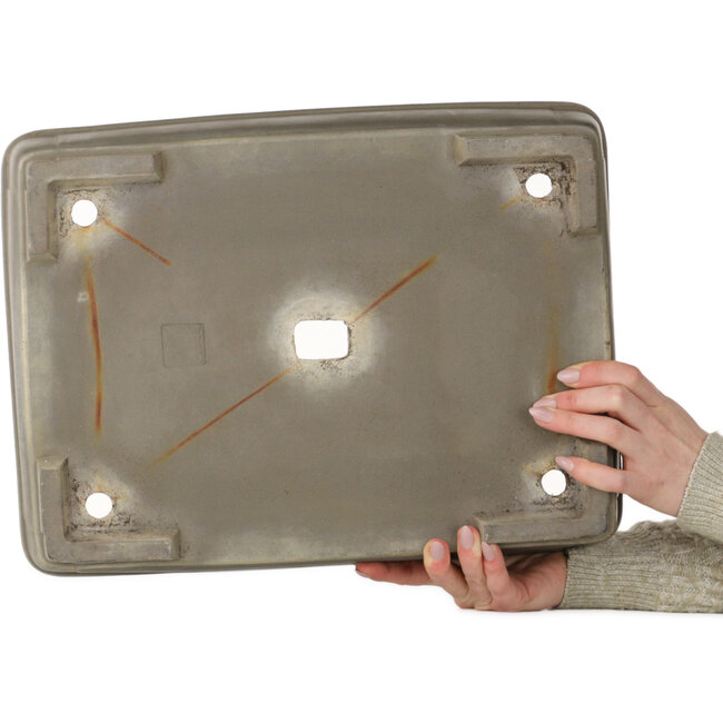 Maceta rectangular sin esmaltar para bonsái de Suishoen Hekisui - 413 x 313 x 90 mm