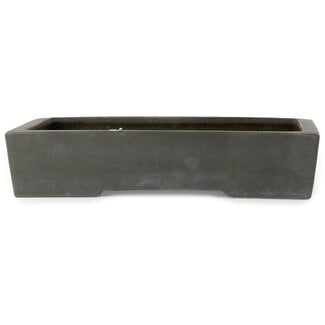  Yamaaki 425 mm rectangular unglazed bonsai pot by Yamaaki Toshio (third generation), Tokoname, Japan