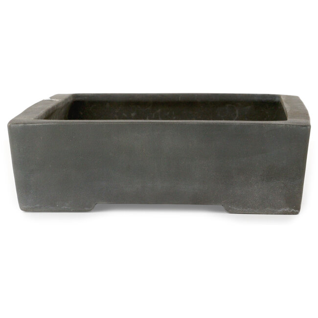 Rectangular unglazed bonsai pot by Yamaaki Toshio (third generation) - 425 x 303 x 90 mm