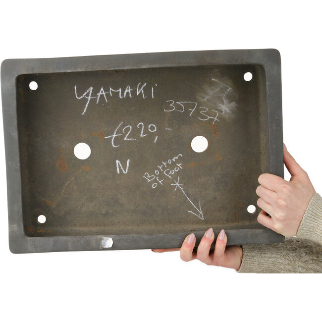 Maceta rectangular sin esmaltar para bonsái de Yamaaki Toshio (tercera generación) - 425 x 303 x 90 mm