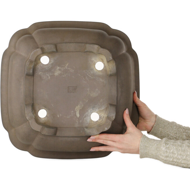 Lotus bonsai pot zonder glazuur van Yuuji (Gyouzan) - 445 x 445 x 170 mm