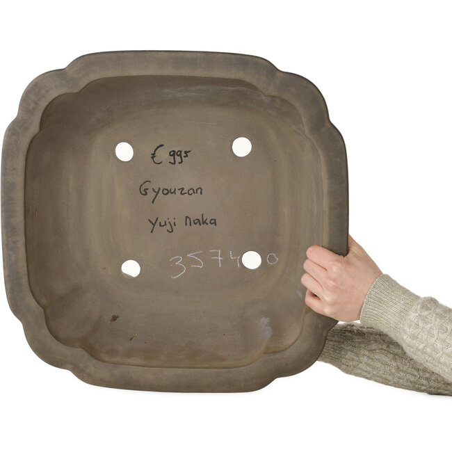 Lotus bonsai pot zonder glazuur van Yuuji (Gyouzan) - 445 x 445 x 170 mm