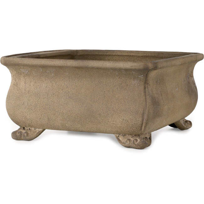 Square unglazed bonsai pot by Yoshimura Shuuhou, 2nd generation. Kataoka Susumu - 387 x 387 x 190 mm
