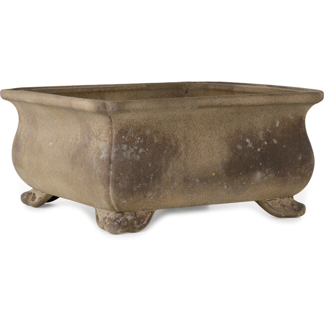 Square unglazed bonsai pot by Yoshimura Shuuhou, 2nd generation. Kataoka Susumu - 387 x 387 x 190 mm