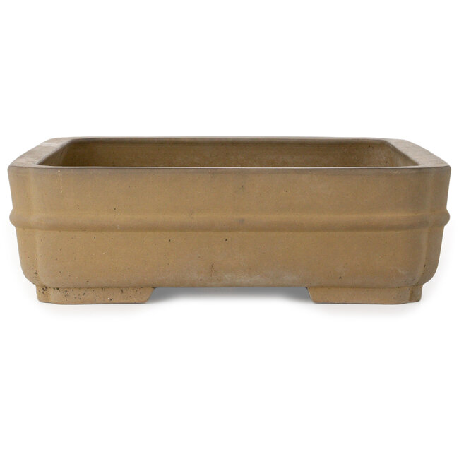 Pot à bonsaï rectangulaire non émaillé de Suishoen Hekisui - 470 x 365 x 108 mm