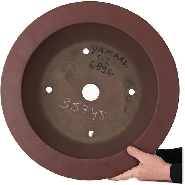 Maceta redonda sin esmaltar para bonsái de Yamaaki Toshio (tercera generación) - 562 x 562 x 170 mm