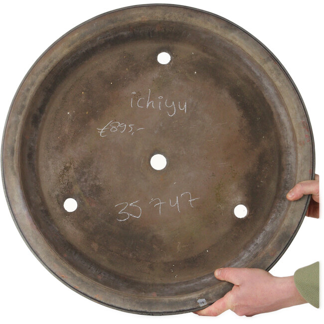 Ronde, ongeglazuurde bonsaipot van Ichiyu - 620 x 620 x 65 mm