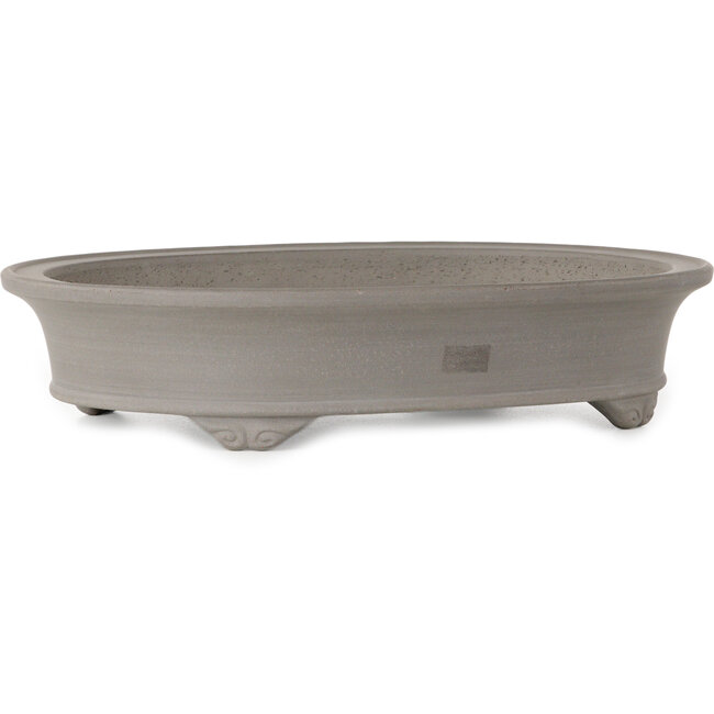 Oval unglazed bonsai pot by Tosho - 320 x 257 x 70 mm