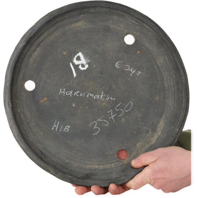 Ronde, ongeglazuurde bonsaipot van Haru Matsu - 400 x 400 x 43 mm