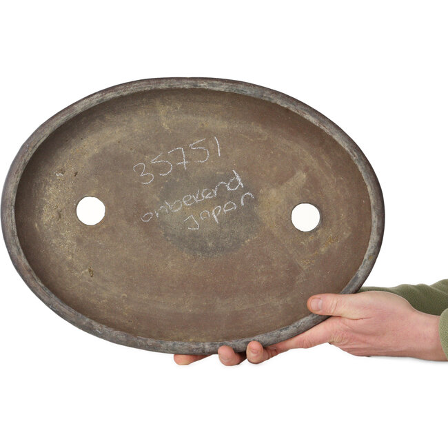 Oval unglazed bonsai pot - 472 x 345 x 62 mm