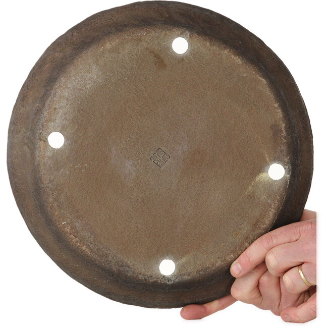 Runder, unglasierter Bonsaitopf von Ryugaku Marutsune (Herr Matsumoto Takashi) – 347 x 347 x 55 mm