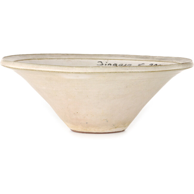 Round off-white bonsai pot - 350 x 350 x 130 mm