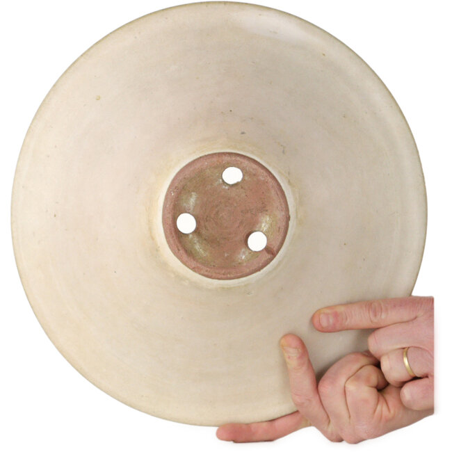 Ronde, gebroken witte bonsaipot - 350 x 350 x 130 mm