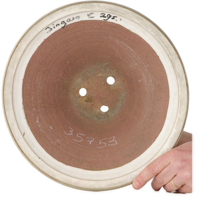 Ronde, gebroken witte bonsaipot - 350 x 350 x 130 mm