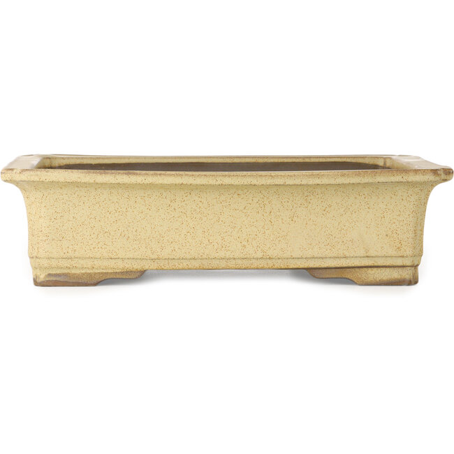 Rechteckiger beigefarbener Bonsai-Topf von Houtoku – 410 x 313 x 103 mm